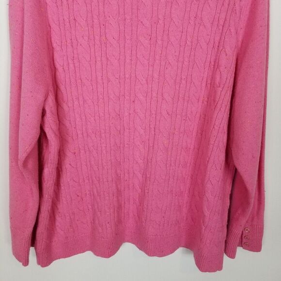 Talbots  Women Plus Cable Knit Crewneck Sweater Sz 3X Pink Pullover - Picture 6 of 8